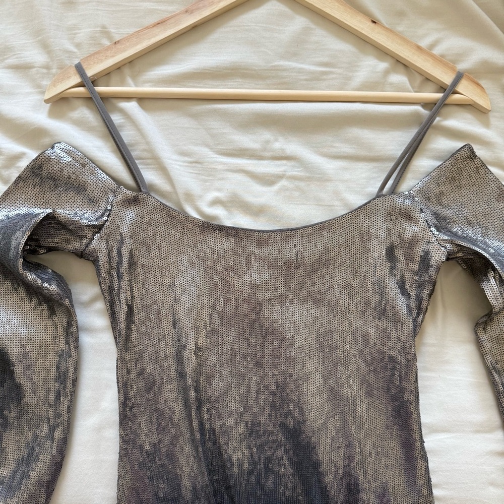 Express Metallic‎ Long Sleeve Dress - Picture 2 of 6